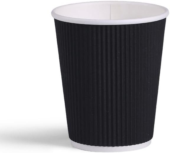 Ripple Paper Cup Triple Wall Bio Hot Cup (355ml/12oz) Black 500 pieces (NO LIDS)