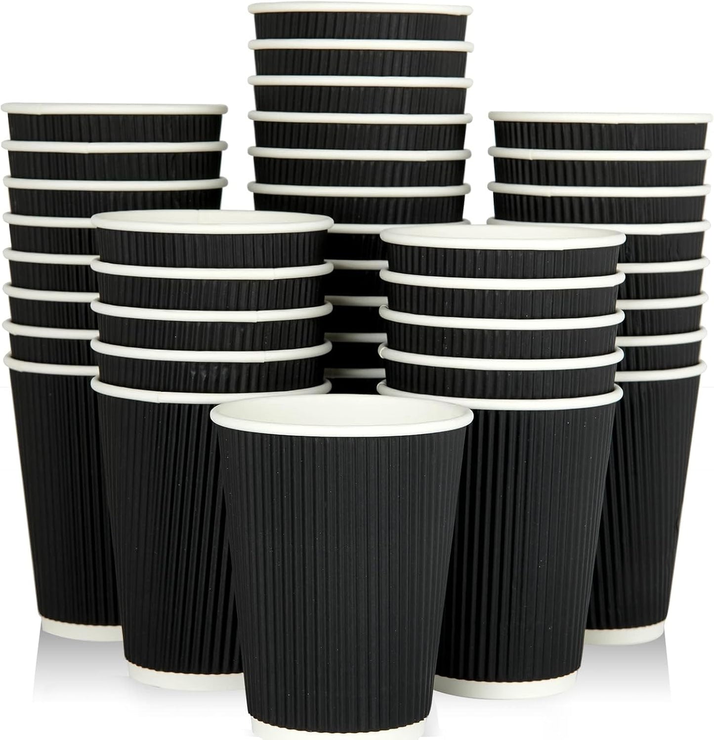 Ripple Paper Cup Triple Wall Bio Hot Cup (355ml/12oz) Black 500 pieces (NO LIDS)