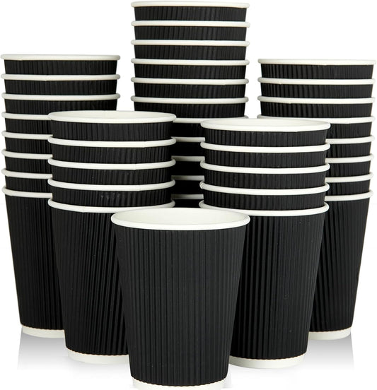 Ripple Paper Cup Triple Wall Bio Hot Cup (237ml/8oz) Black 500 pieces (NO LIDS)