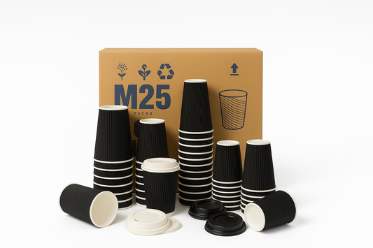 Ripple Paper Cup Triple Wall Bio Hot Cup (237ml/8oz) Black 500 pieces (NO LIDS)